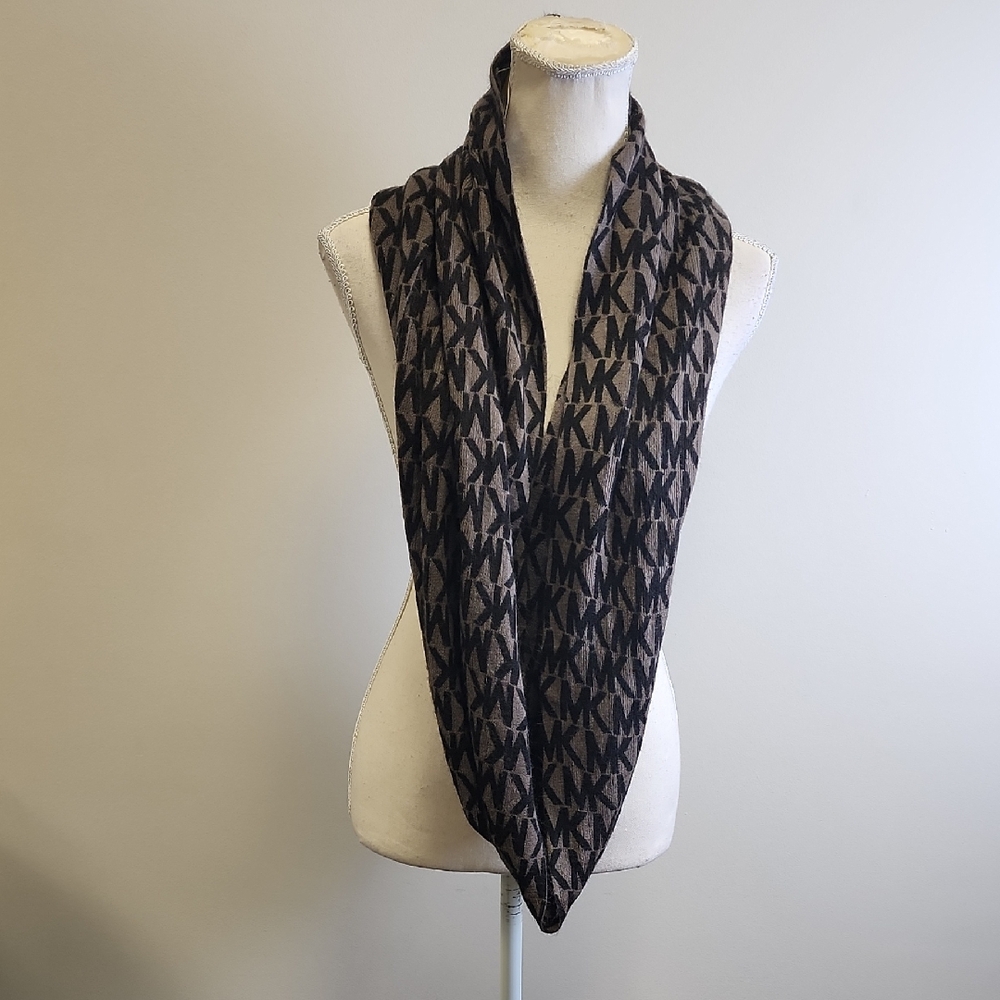 Michael Kors Brown and Black MK Logo Infinity Scarf